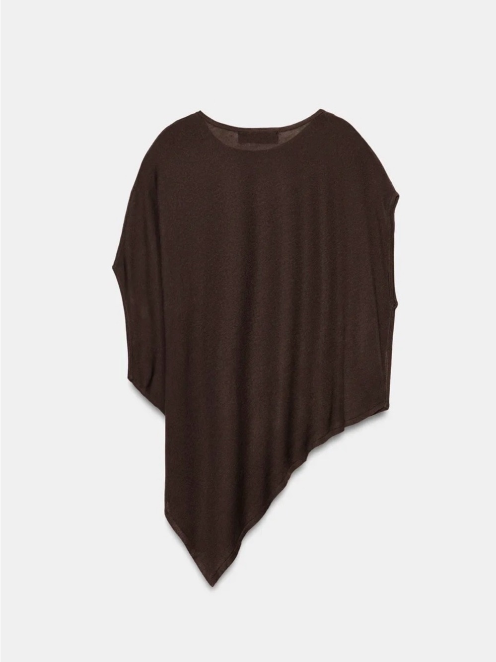 Zara Asymmetric Poncho Tunic - Dark Brown